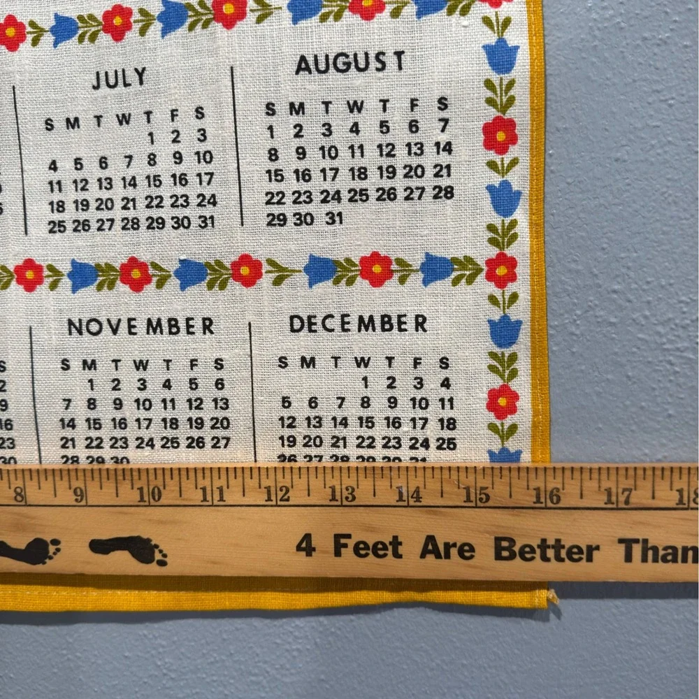 Vintage 1976 Independence Hall Bicentennial Linen Calendar Towel Wall Hanging